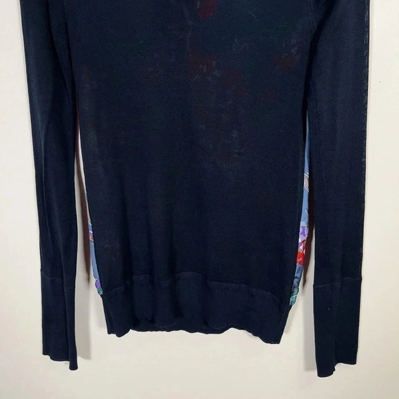 10 Crosby Derek Lam  Floral Back Navy Sweater - Picture 3 of 14